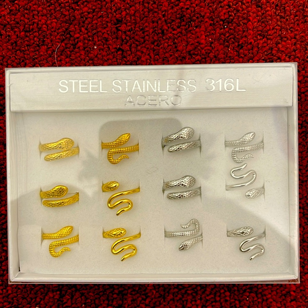 Gold and Silver Snake Rings Set